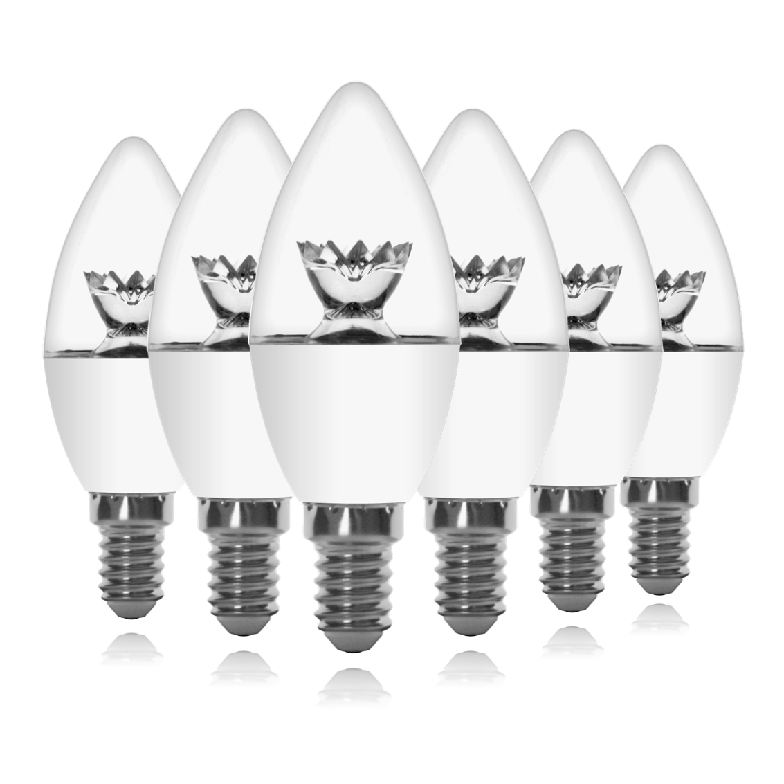 LED Candle Bulb Flame Lamp, Candelabra Bulb with Clear Cover, 5W E14 Chandelier LED Bulb with Light Guide