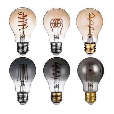 A60 A19 LED Filament Bulb E26 E27 B22 4W 6W 8W 10W 12W Amber/Somkey Glass Lamp Warm White Soft Light Glow CE RoHS Certified