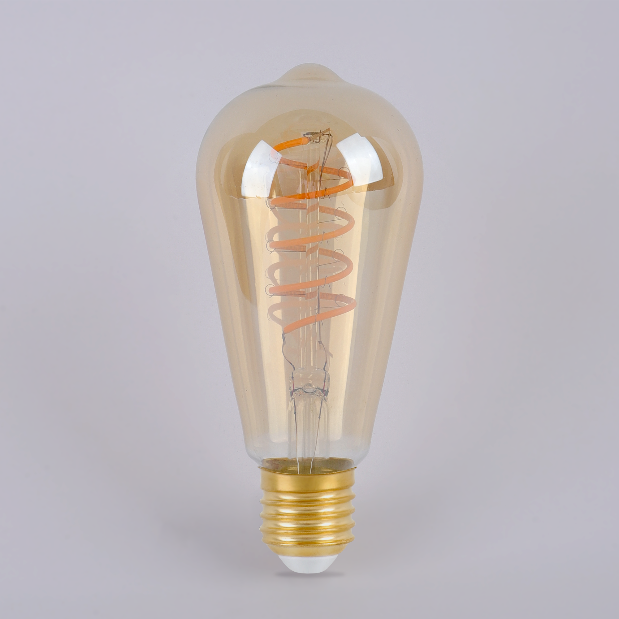 Retro Edison Bulb E26 E27, Amber Glass Lamp Vintage Design, Flexible Sprial Filament LED Bulb Home Decorative Light ST64 Warm