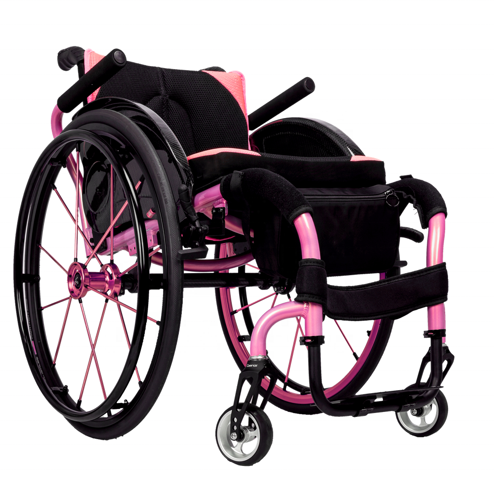 Lightweight Pink Manual Sports Wheelchair for Adult Training