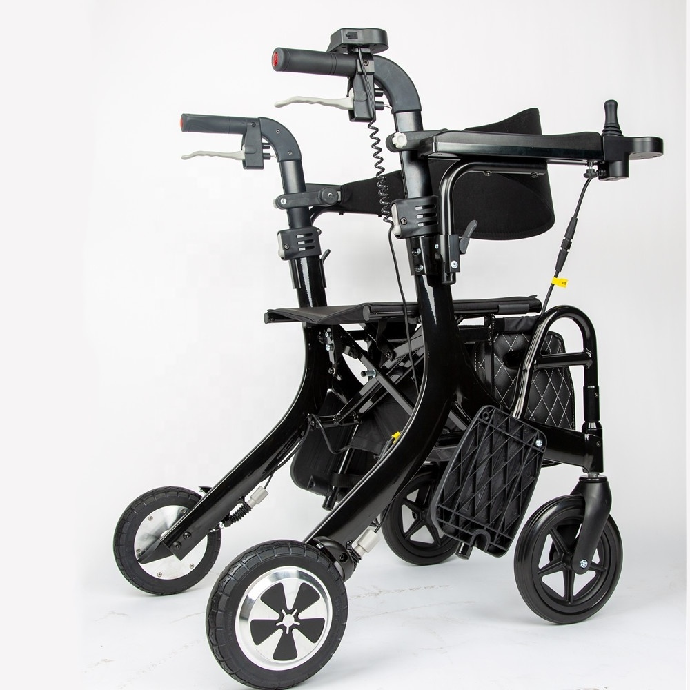 Medical Therapy Equipment Multifunction Stair Climbing Assistance Electric Folding Rollator Walker With Wheelchair Seat