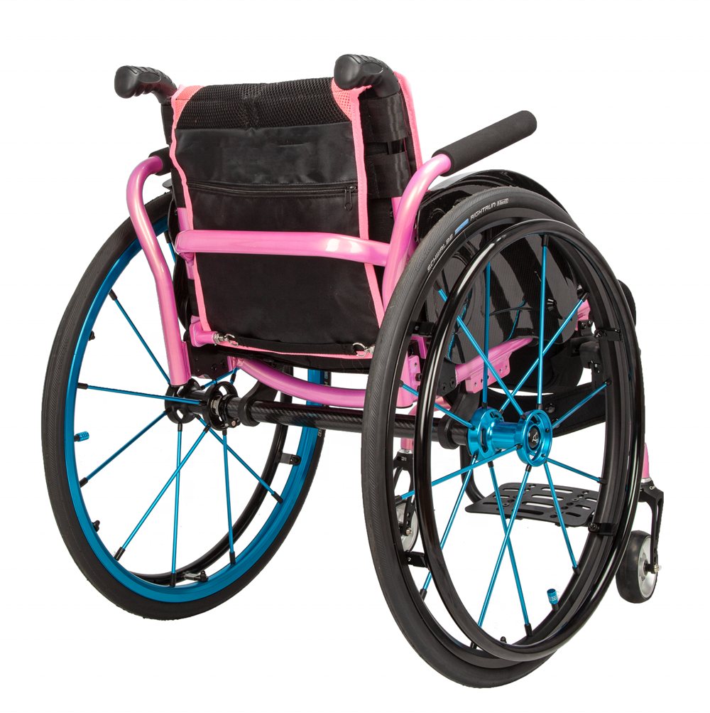 Lightweight Pink Manual Sports Wheelchair for Adult Training