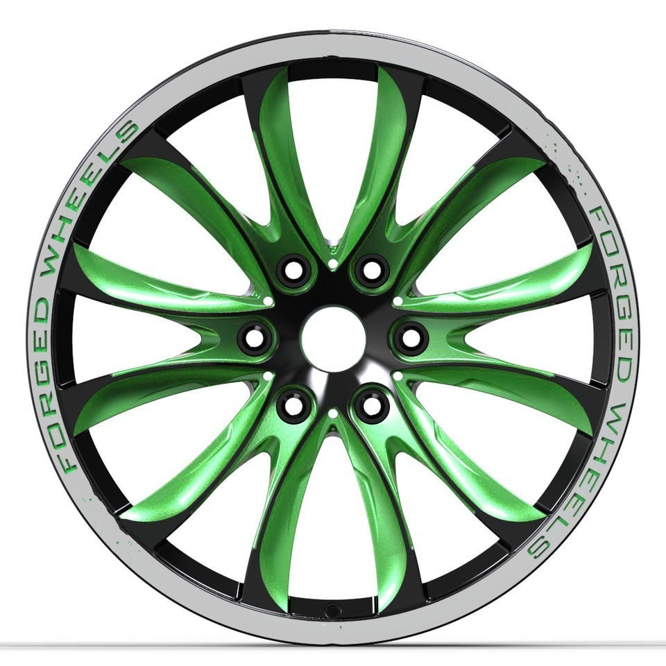 Top sale custom Aluminium alloy 3 Pieces  Green car rims passenger car 18 19 20 21 22 24 inch wheel rims