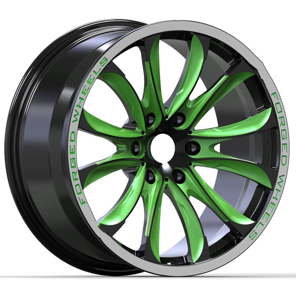 Top sale custom Aluminium alloy 3 Pieces  Green car rims passenger car 18 19 20 21 22 24 inch wheel rims