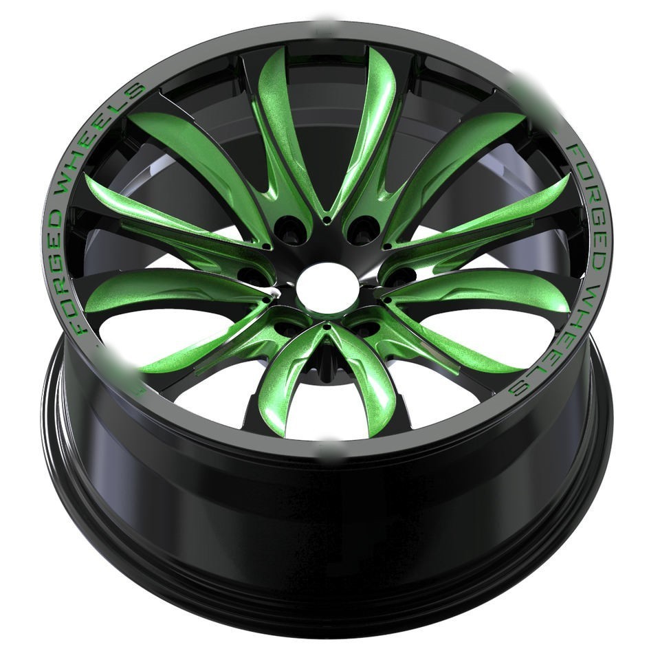 Top sale custom Aluminium alloy 3 Pieces  Green car rims passenger car 18 19 20 21 22 24 inch wheel rims