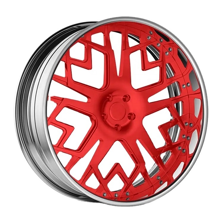 Customized 2 piece 5 hole forged passenger car rims wheel 15 16 17 18 19 20 inch Concave Design Deep Dish chrome alloy wheel