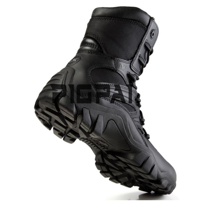 Black Delta 8 Cow Leather Upper  Slip Resistant Rubber Size Zip Boots