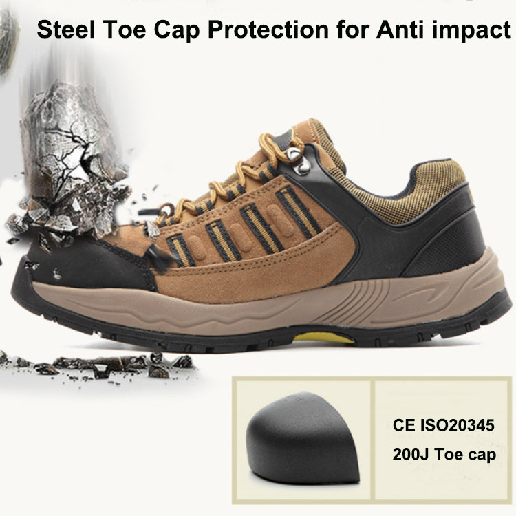 Suede Cow Leather Outdoor Safety Shoes Indestructible Non-slip Steel Toe Work Shoes