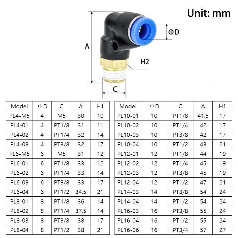 Fitting Manufacturer PC PCF PL SL PB PD PX Plastic Quick Air Hose Connector Pneumatic Parts Tube Pipe One Touch Brass Fittings