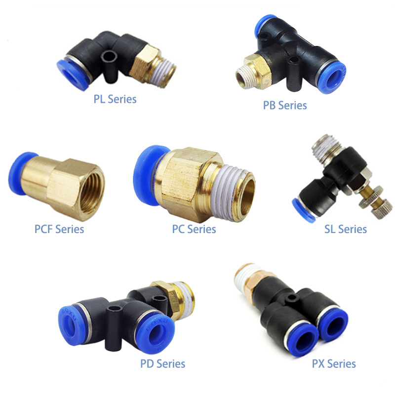 Fitting Manufacturer PC PCF PL SL PB PD PX Plastic Quick Air Hose Connector Pneumatic Parts Tube Pipe One Touch Brass Fittings