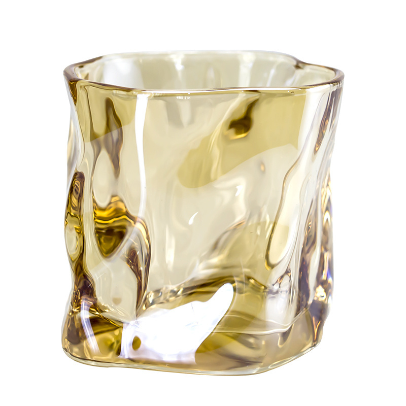 280ml Barware Wholesale Japanese Twist Unique Whiskey Tumbler Rock Whiskey Glass Gold