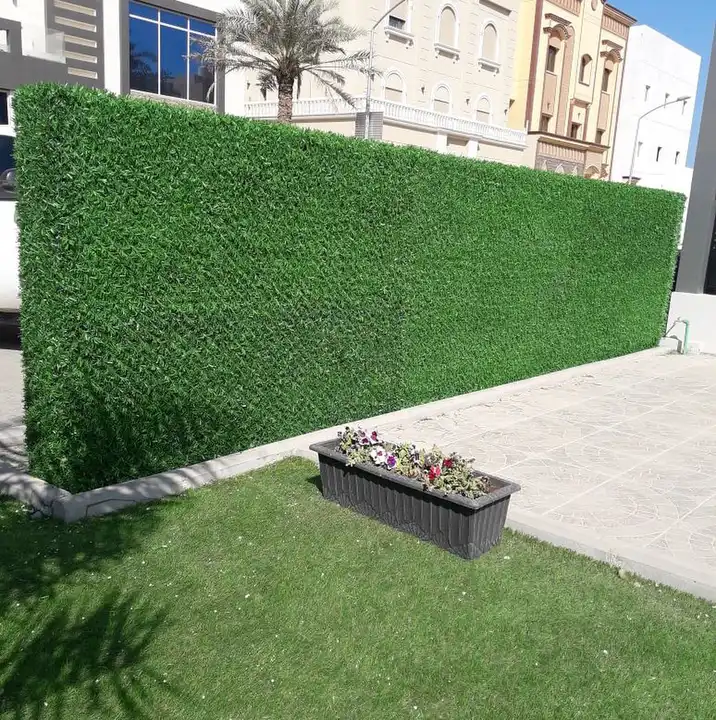 Artificial grass fence panels manufacturer for outdoor walls and privacy usages DIY hedge panels artificial flowers