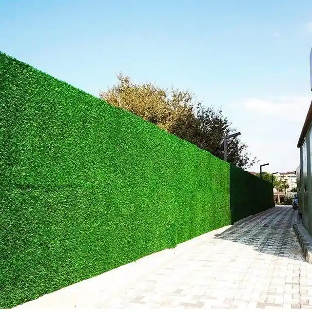 Artificial grass fence panels manufacturer for outdoor walls and privacy usages DIY hedge panels artificial flowers