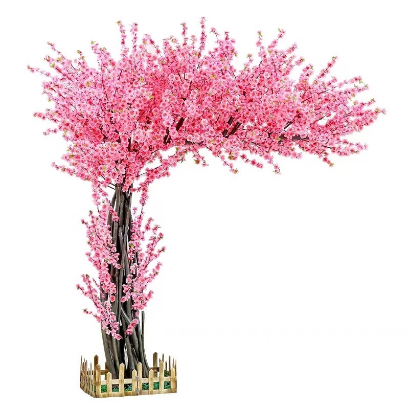 Customized Big Artificial Cherry Blossom Tree Plant Faux Silk Pink White Cherry Blossom Tree For Wedding Decoration