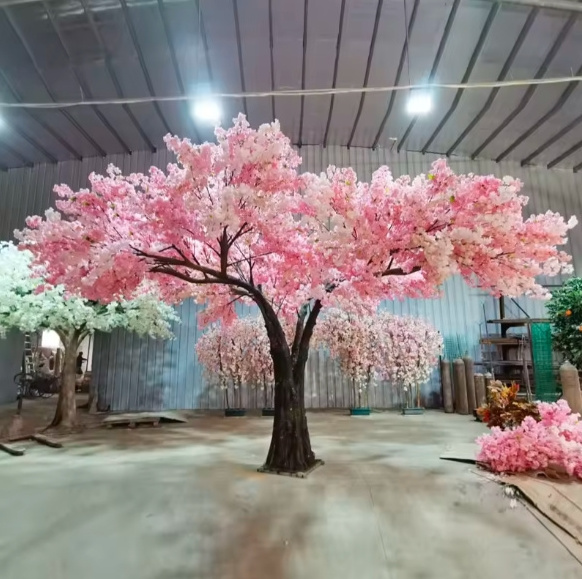 Customized Big Artificial Cherry Blossom Tree Plant Faux Silk Pink White Cherry Blossom Tree For Wedding Decoration