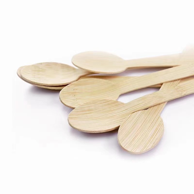 Compostable Utensils Set 100% biodegradable Fork Knife small mini party Cutlery Set bamboo serving disposable soup spoon