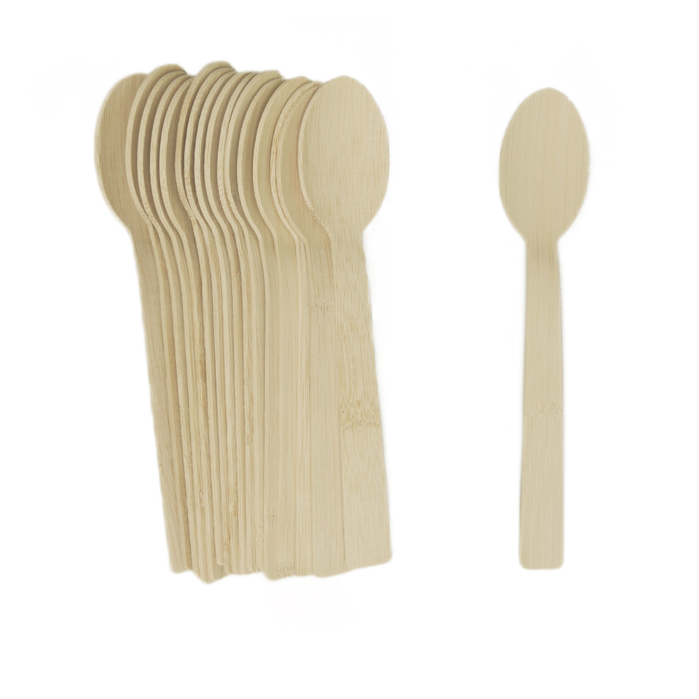 Compostable Utensils Set 100% biodegradable Fork Knife small mini party Cutlery Set bamboo serving disposable soup spoon