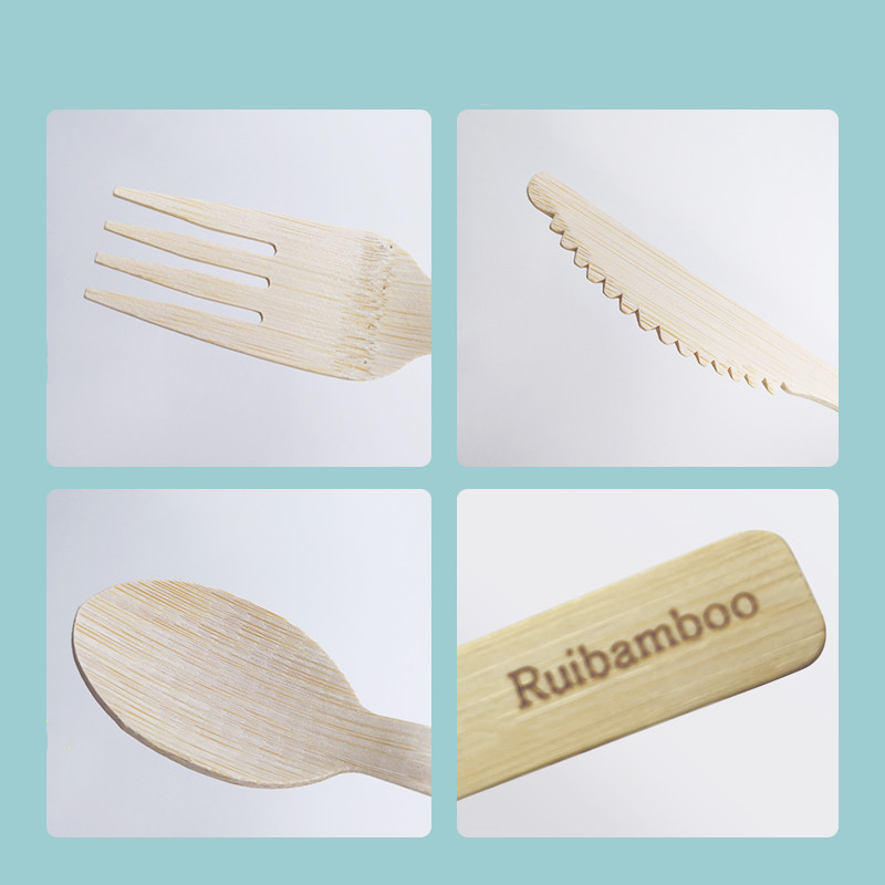 Compostable Utensils Set 100% biodegradable Fork Knife small mini party Cutlery Set bamboo serving disposable soup spoon