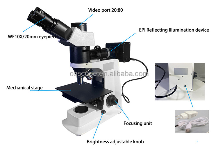 MIT200 Metallurgical Microscope 50x-500x Binocular Portable Industrial Microscope