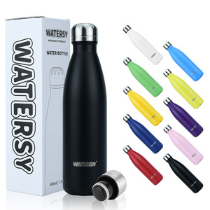 500ml Reusable Cola Shaped Water Bottle Stainless Steel Double Wall Vacuum Flask with Logo Keep Hot Cold for 6 -12 hours