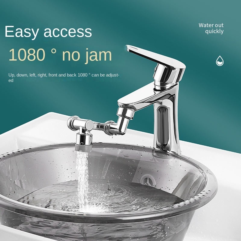 Universal Splash Filter Swivel Sink Faucet 1080 Rotate Water Dual Function Bathroom Faucet Basin Extender Kitchen