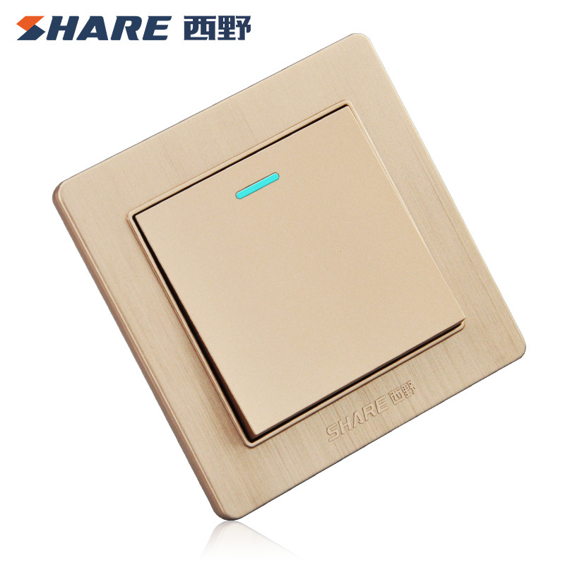 SHARE 1 Gang 2 Way British Standard Home Electrical Power Light Modern Luxury Wall Switch with  Neon