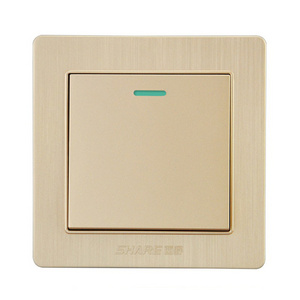 SHARE 1 Gang 2 Way British Standard Home Electrical Power Light Modern Luxury Wall Switch with  Neon