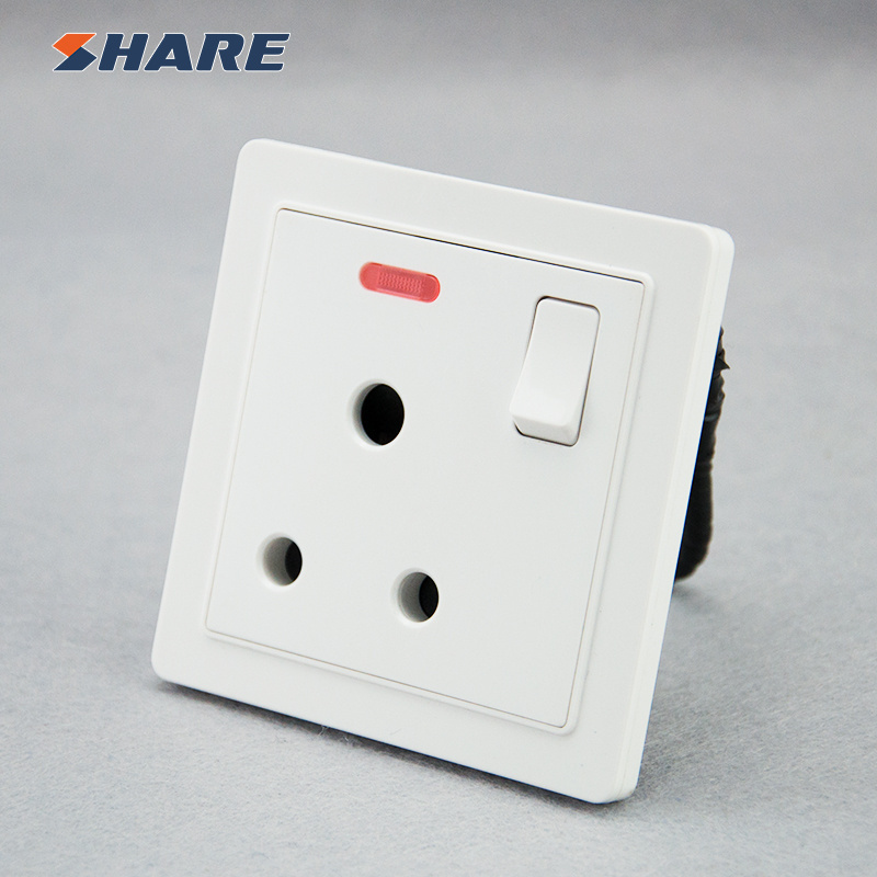 SHARE 15amp round 3 pin plug Switched socket Wall Socket For Saudi Arabia/britsih/uk 86*86mm