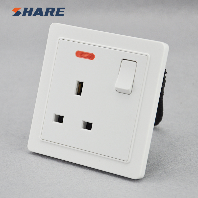 SHARE Uk 13a British One Gang Switch 3 Pin Square Socket For Home Use