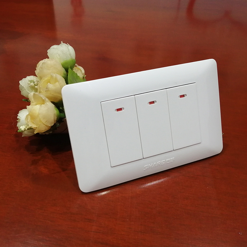 America Mexico Type electrical wall switch  118*75mm 16A modular 3 gang 1 way wall switch socket