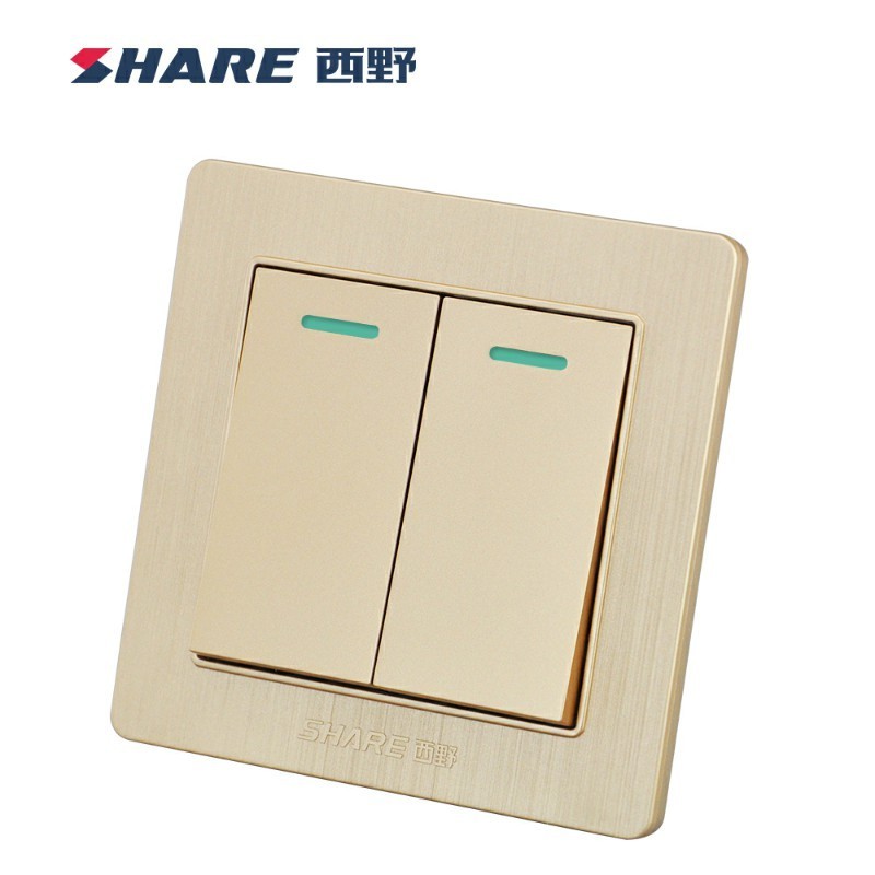 SHARE Piano Switch Socket 2 Gang Multi Way PC Panel Home Electrical Wall Switch and Socket