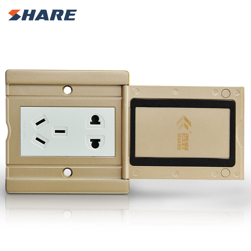 Home use  250V  10A 5 pin floor mounting socket universal electrical plugs Ground Outlet switched socket copper alloy