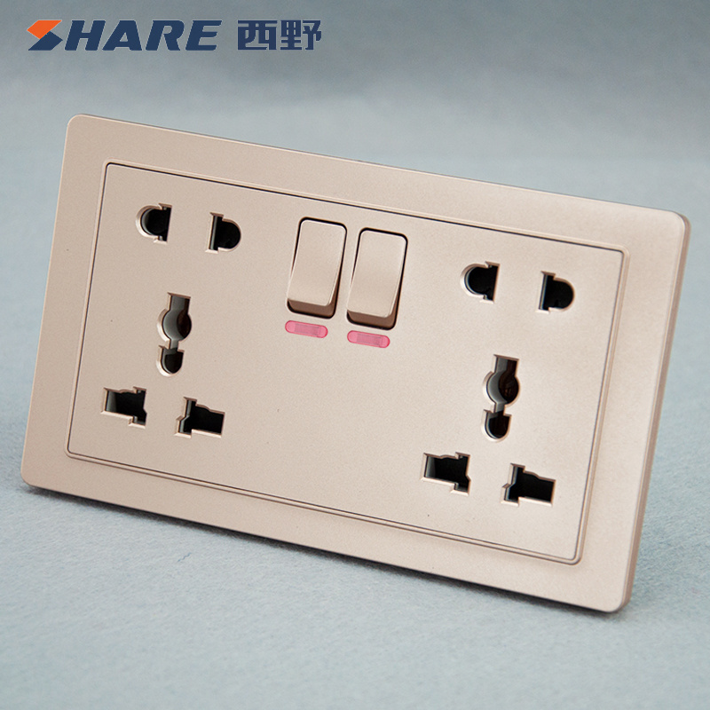 SHARE British Standard Multi-function 2 Gang 13A with Neon Wall Switch Socket