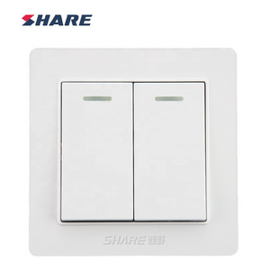 SHARE Home Use Switches 2 Gang 1 Way Wall Light Switch Socket White Wall Switch Socket