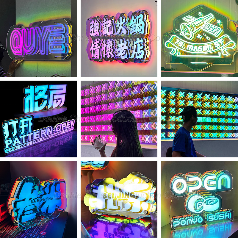 advertising lights Luminous character house number signs 3d infinity mirror  led letter