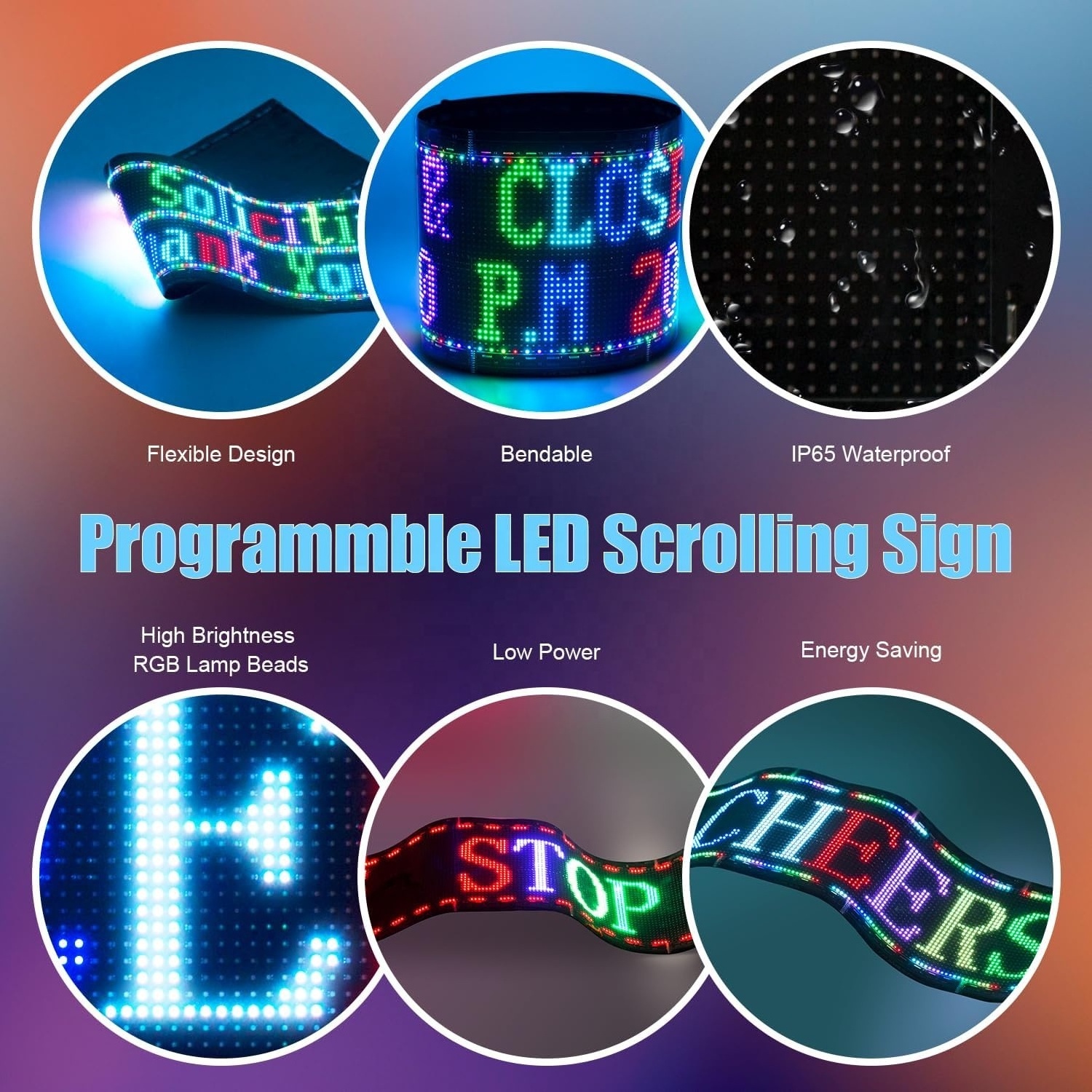 Flexible LED Light Display Panel Car Window Sign Soft Control Rgb Board Smart APP Screen Flexible Display Led Billboard