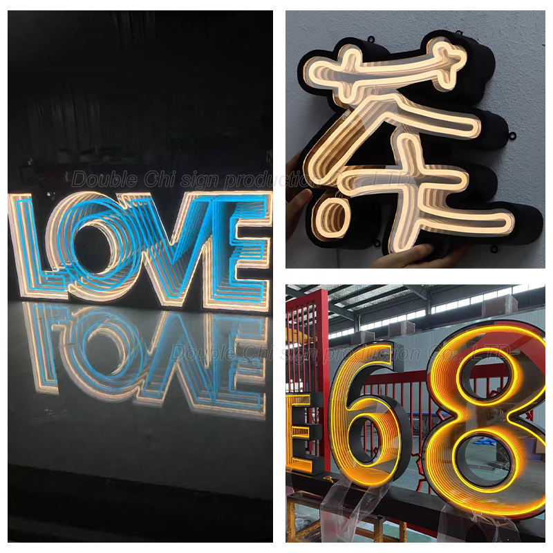 advertising lights Luminous character house number signs 3d infinity mirror  led letter