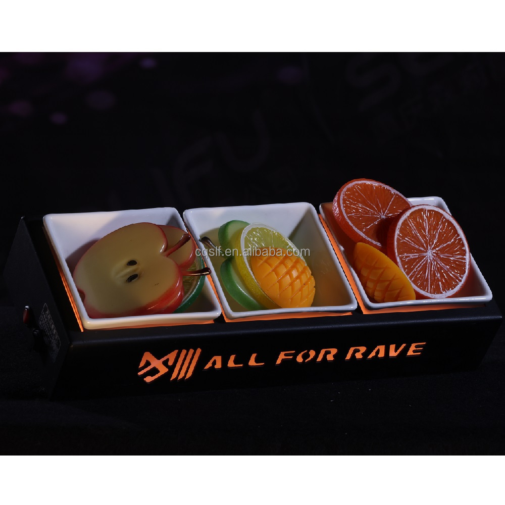 LED luminous Fruit Vegetable Service Tray 3cell for restaurant hotel wedding party bar lounge night club LED Acrylic fruit plate