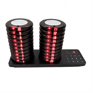 Free Logo Customize Cafe Queue 20 Pcs Mini Waterproof Buzzer Wireless Waiter Calling System Vibrating Coaster Pager Restaurant