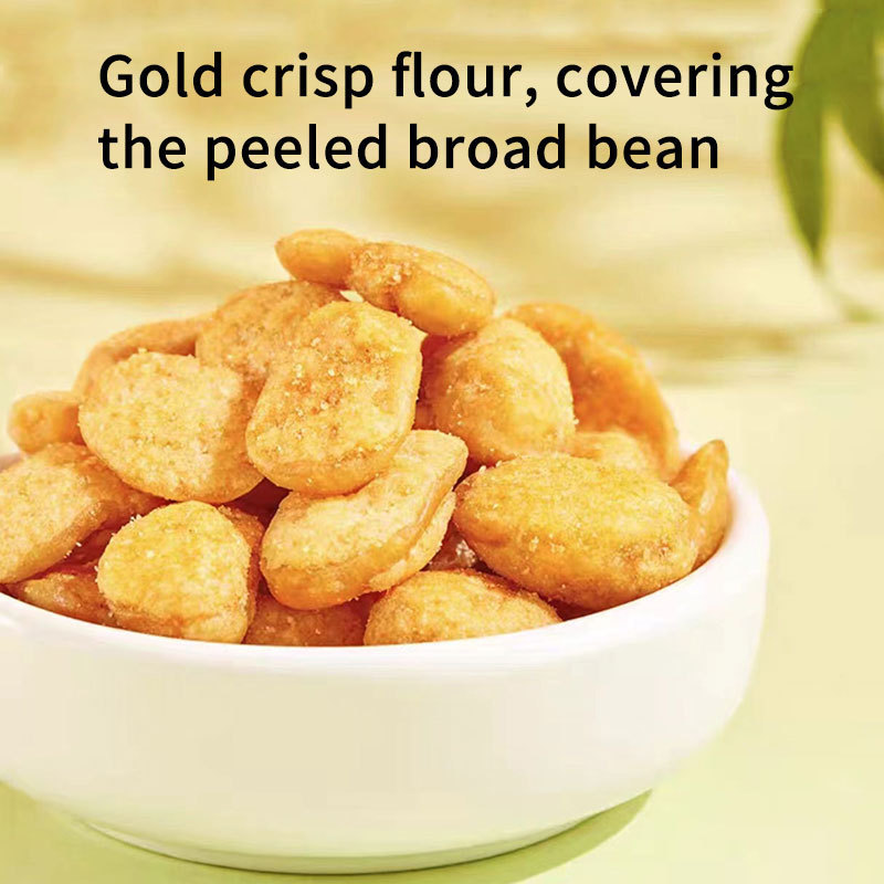 Crab Roe Flavored Broad Bean Snack Food 75g Flour Wrapped Peeled Broad Bean Snack Wholesale