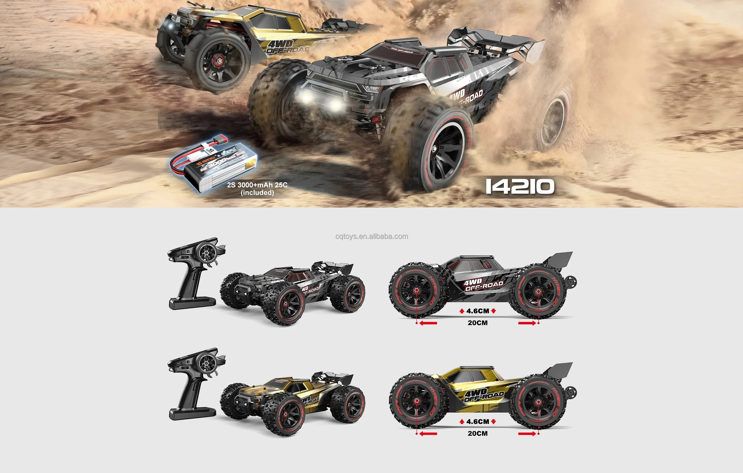 MJX Hyper Go 14209 RC Car 4WD 1/14 Brushless Motor 43KM/H Remote Control Off-Road Racing Drift Desert Car