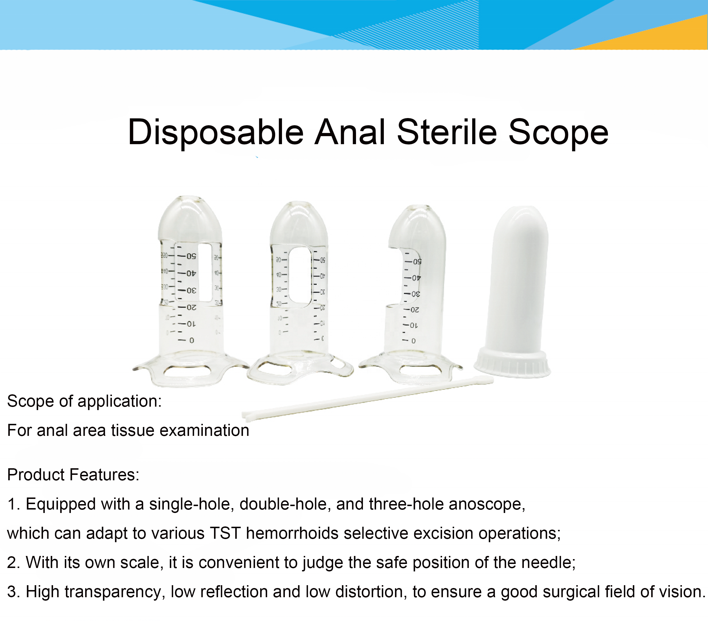 Anorectal Urology Surgery Equipments Transparent Graduation Disposable Anoscope Medical Sterile Anal Speculum