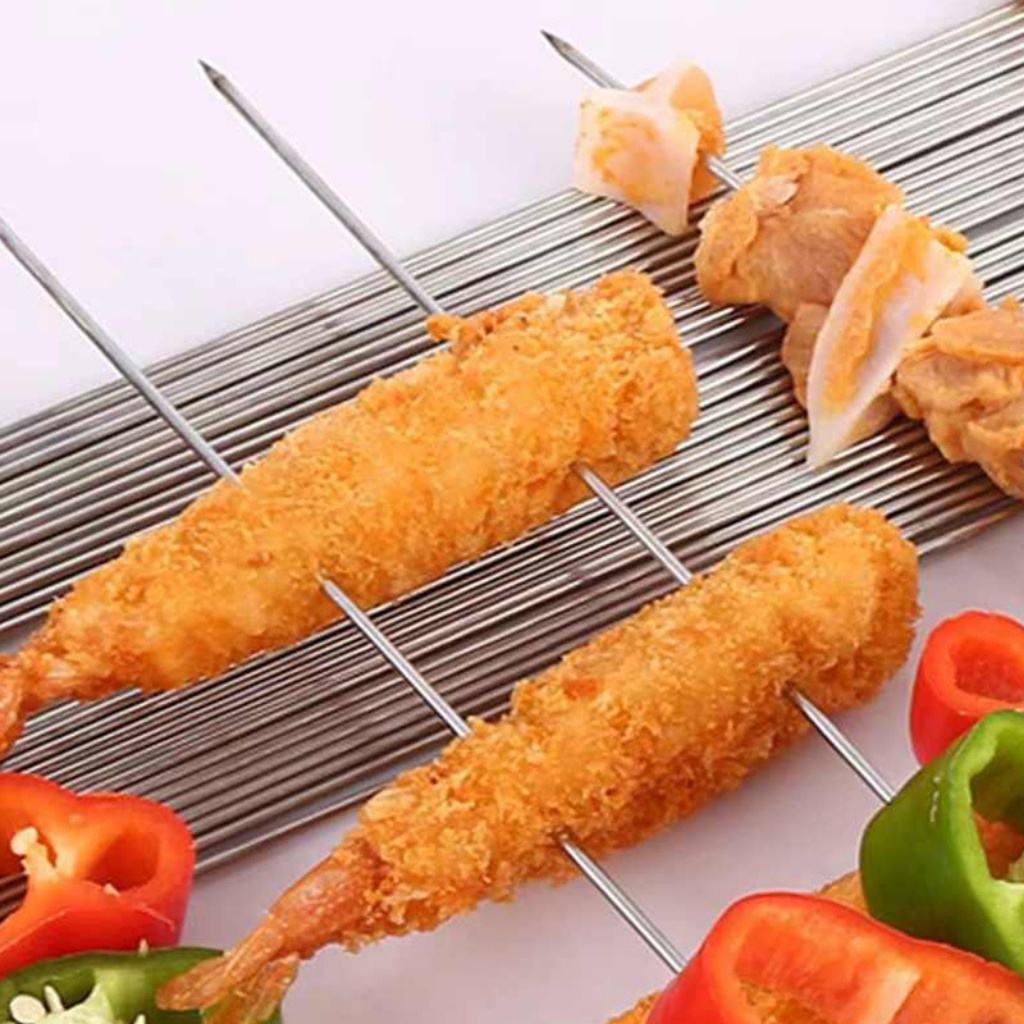 Stainless Steel Barbecue Round Skewer Round Thin Steel Skewer Commercial or Household Barbecue Skewers