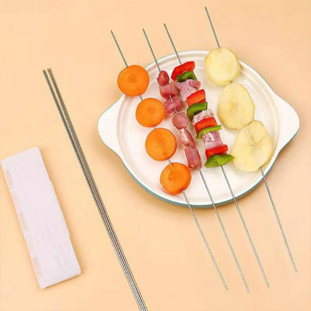 Stainless Steel Barbecue Round Skewer Round Thin Steel Skewer Commercial or Household Barbecue Skewers