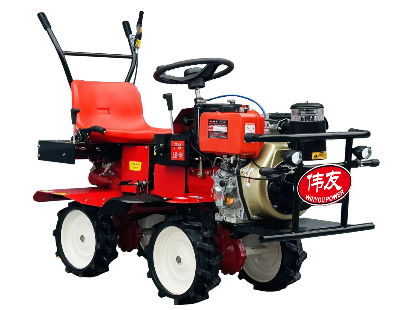 High quality 406cc ride on cultivator rotary tiller garden mini tractor agriculture equipment with hitching tool on sale