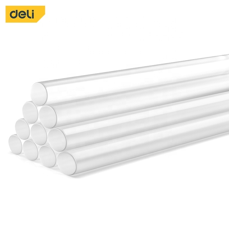 Deli Tools 7mm 11mm Solid Plastic Eva Transparent Hot Melt clear Glue Sticks silicone crystal clear hot melt glue stick