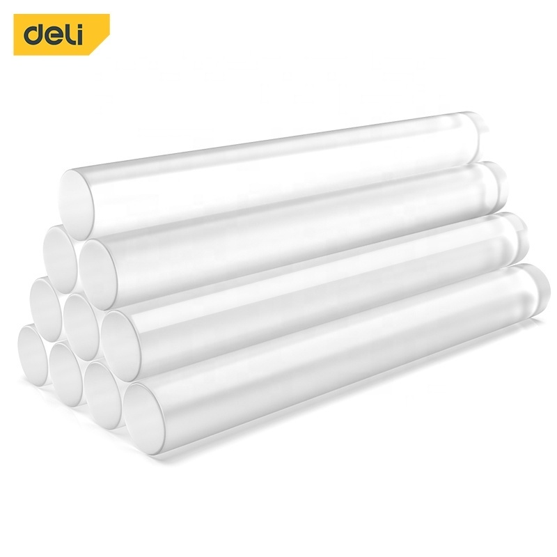 Deli Tools 7mm 11mm Solid Plastic Eva Transparent Hot Melt clear Glue Sticks silicone crystal clear hot melt glue stick