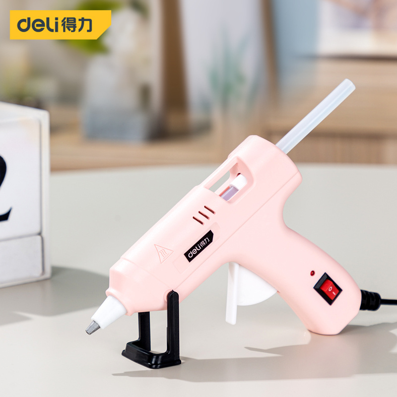 Hot Sale Deli 20w Mini Hot Glue Gun  Professional Hot Glue Gun Electric Pink