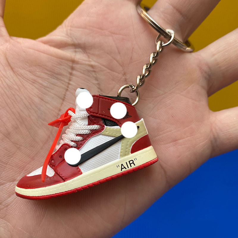 Newest Vendors Designer Pvc Silicone 3D Mini Dunk Trainers Basketball Shoe Keychain 3D Mini Sneaker With Box