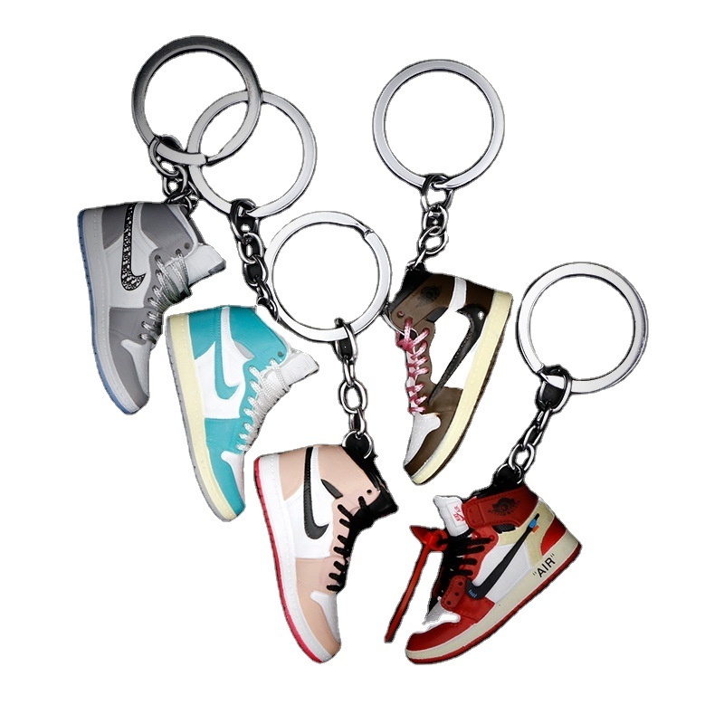 sneaker keychain pvc plastic jordan sneaker keychain basketball  mini basketball shoes creative personalized gifts with box